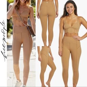 Free People Beige Yoga Leggings cropped